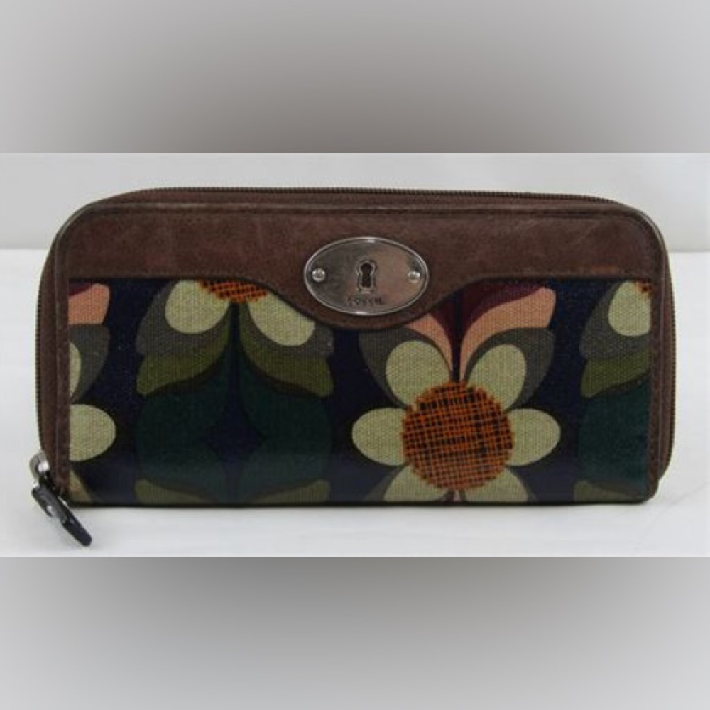 Fossil Key-Per flower print clutch/wallet